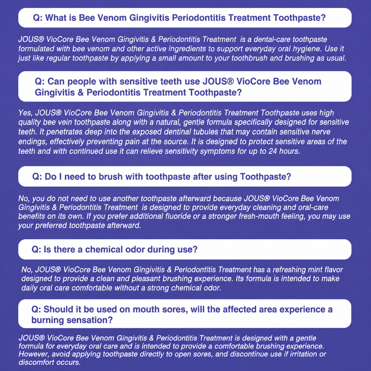 🦷🥇JOUS® VioCore Bee Venom Gingivitis & Periodontitis Treatment Toothpaste