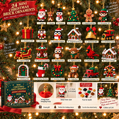 🎄 TK 24-Day Mini Christmas Brick Ornament Advent Calendar – 24 Unique Buildable Holiday Models