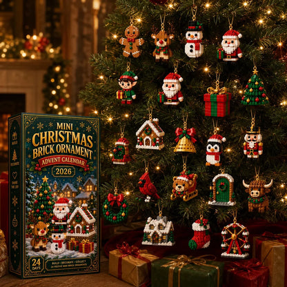 🎄 TK 24-Day Mini Christmas Brick Ornament Advent Calendar – 24 Unique Buildable Holiday Models