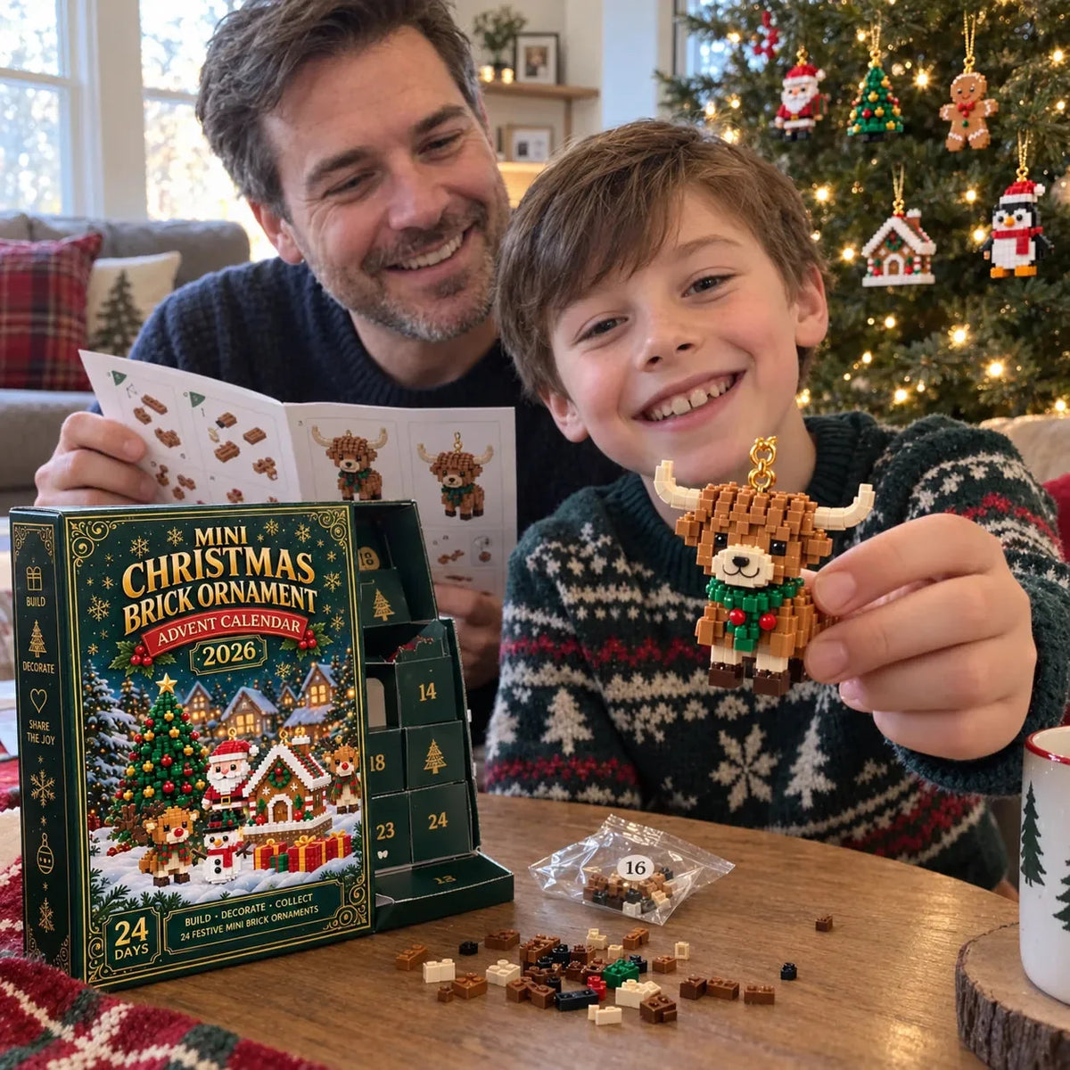 🎄 TK 24-Day Mini Christmas Brick Ornament Advent Calendar – 24 Unique Buildable Holiday Models